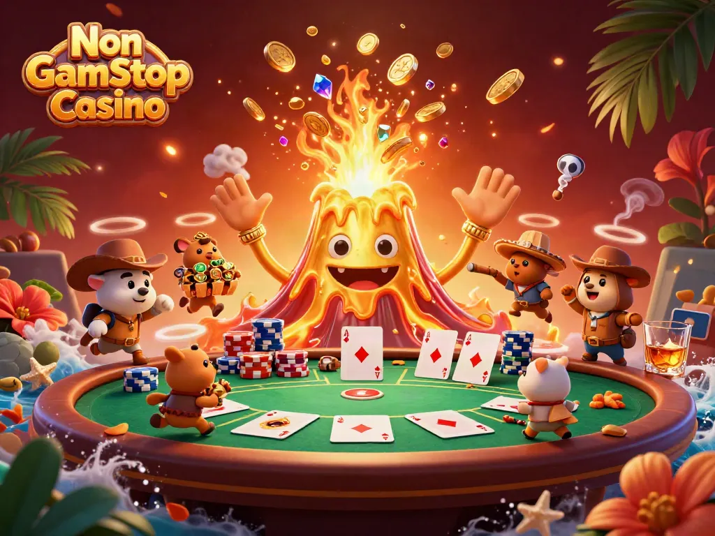 Experience excitement at a Non Gamstop Casino with golden treasure and vibrant game elements.