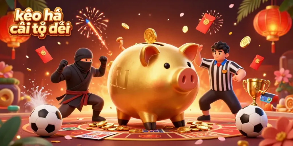 Experience kèo nhà cái trực tiếp with lively 3D characters engaged in a vibrant sports betting scene.