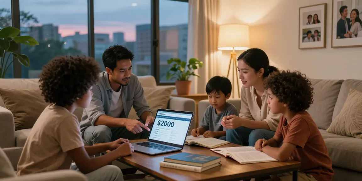 Discussing the benefits of a $2000 personal loan at RadCred in a cozy family setting