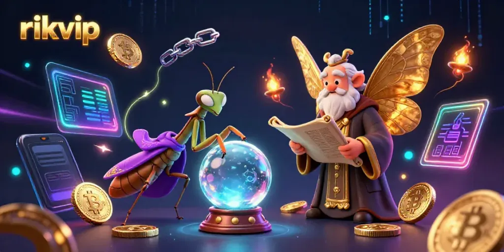 Engage with rikvip's vibrant gaming universe featuring fortune teller and moth librarian characters.