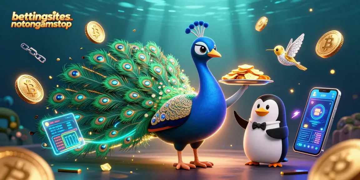 Engage with bettingsitesnotongamstop at vibrant 3D casino scene filled with characters, blockchain elements, and golden riches