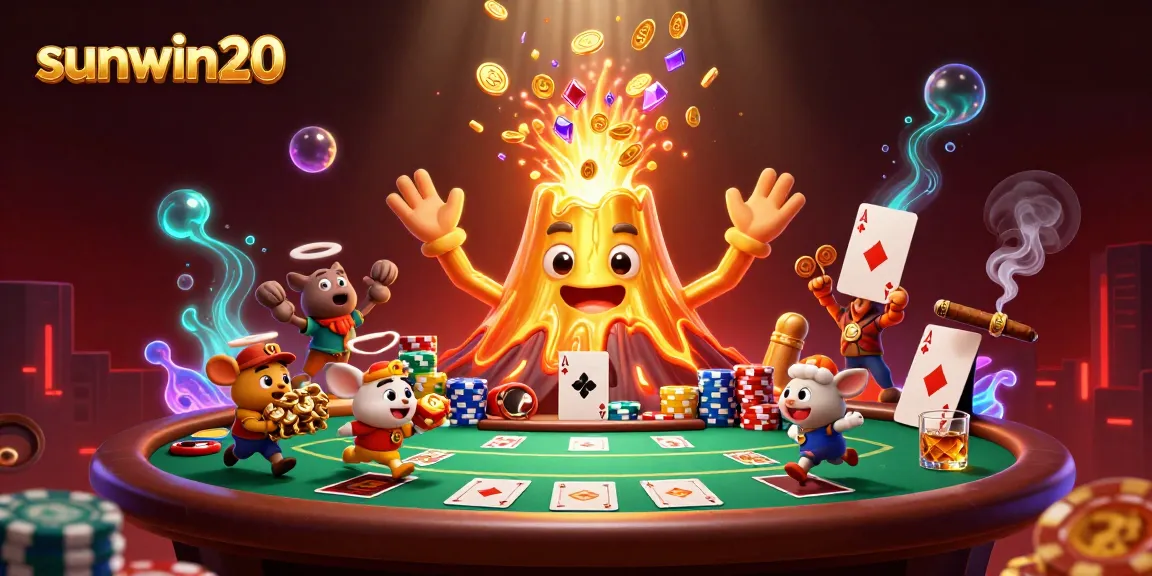 Experience thrilling moments with sunwin20, featuring a dynamic poker scene packed with treasure.