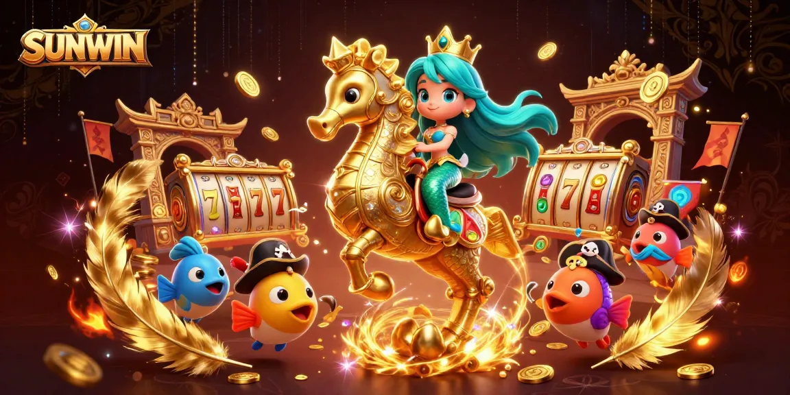 SUNWIN offers exciting gaming adventures with a mermaid princess and gold coins in a vibrant casino world.